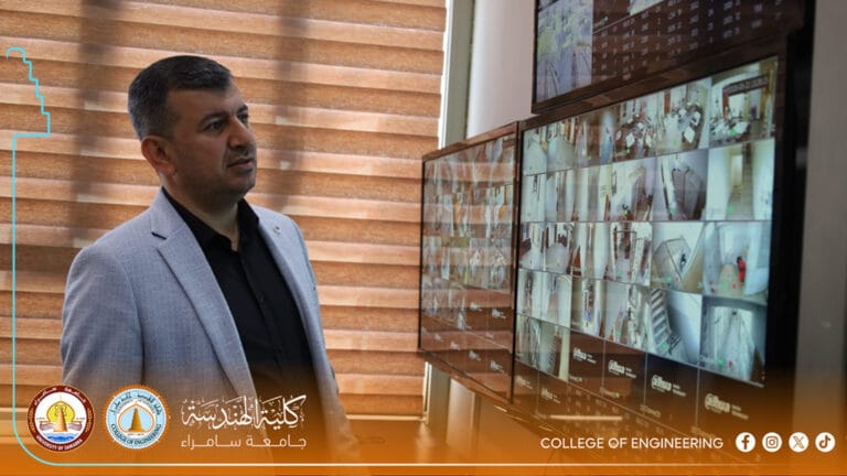 عميد كلية الهندسة يتابع إنجاز منظومة كاميرات المراقبة الحديثة